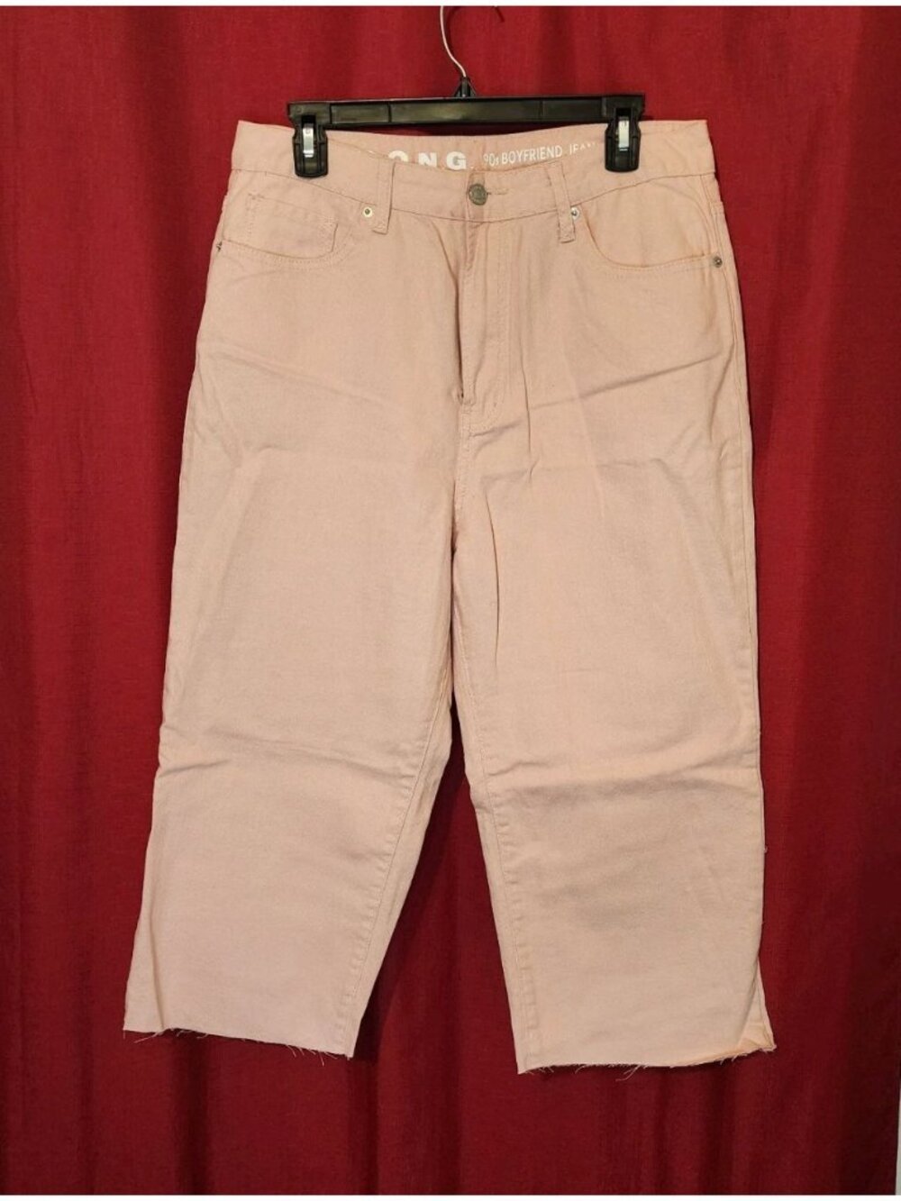Women's Capri Pants Denim Jeans 90's Boyfriend Pink Size 13/31
